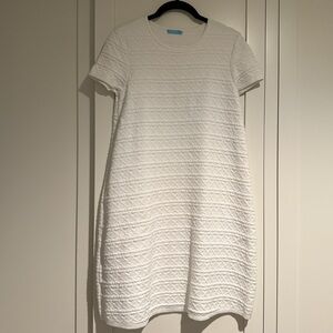 J. McLaughlin Cream Ribbed A-Line Midi Dress